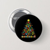 Funny Alphabet Christmas Tree Graphic Abc A-z Teac Ronde Button 5,7 Cm (Voorkant /achterkant)