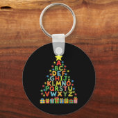 Funny Alphabet Christmas Tree Graphic Abc A-z Teac Sleutelhanger (Voorkant)
