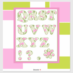 Funny alphabet, flower alfabet, alfabet voor chili sticker