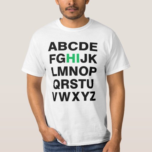 Funny Alphabet "Hi" Graphic T-shirt (Voorkant)