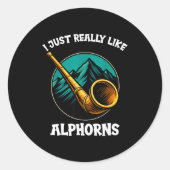 Funny Alphorn  Ronde Sticker (Voorkant)