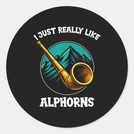 Funny Alphorn Ronde Sticker (Voorkant)