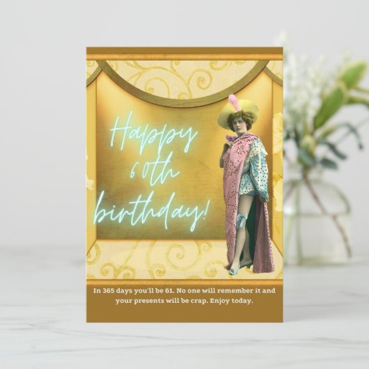 Funny Altered Art 60th Birthday Kaart (Staand voorkant)