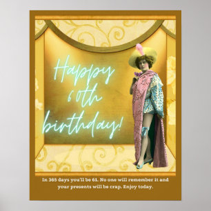 Funny Altered Art 60th Birthday Poster