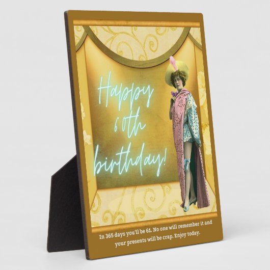 Funny Altered Art 60th Birthday Tabletop Fotoplaat (Zijkant)