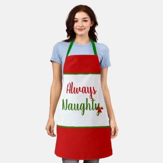 Funny Altijd Naughty Kerstmis Schort (Gedragen)