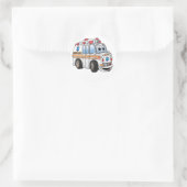 Funny Ambulance Cartoon Ronde Sticker (Tas)