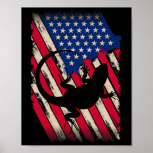 Funny America met draak American Flag Happy 4 Poster