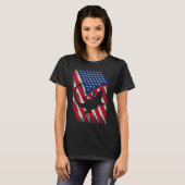 Funny America met draak American Flag Happy 4 T-shirt (Voorkant volledig)