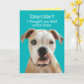 Funny American Bulldog - Extra Fries Birthday Kaart (Gele Bloem)