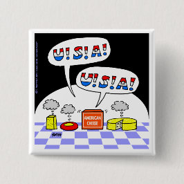 Funny American Cheese Cartoon Patriotic USA Chant Vierkante Button 5,1 Cm