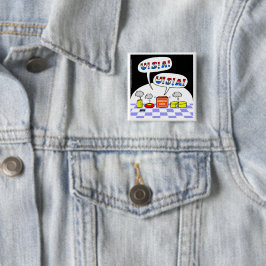 Funny American Cheese Cartoon Patriotic USA Chant Vierkante Button 5,1 Cm