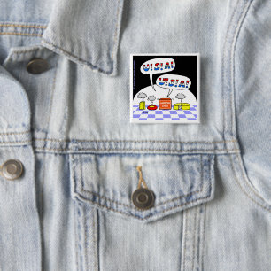 Funny American Cheese Cartoon Patriotic USA Chant Vierkante Button 5,1 Cm