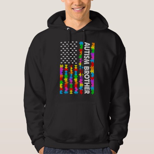 Funny American Flag Autism Brother Autism Awarenes Hoodie (Voorkant)