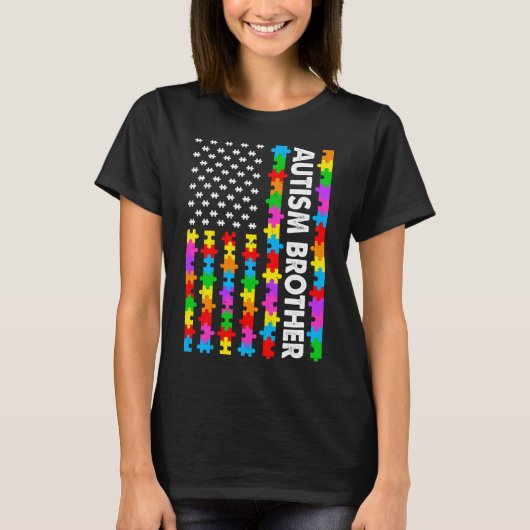 Funny American Flag Autism Brother Autism Awarenes T-shirt (Voorkant)