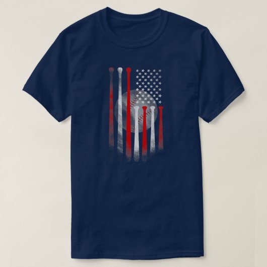 Funny American Flag  Baseball Flag papa mama T-shirt (Design voorkant)