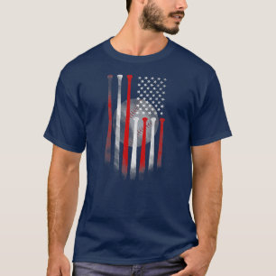 Funny American Flag  Baseball Flag papa mama T-shirt