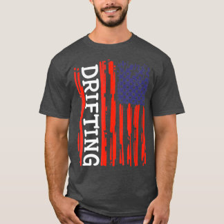 Funny American Flag Drift Cars Burnout Race T-shirt