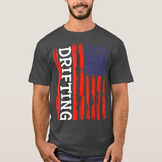 Funny American Flag Drift Cars Burnout Race T-shirt (Voorkant)