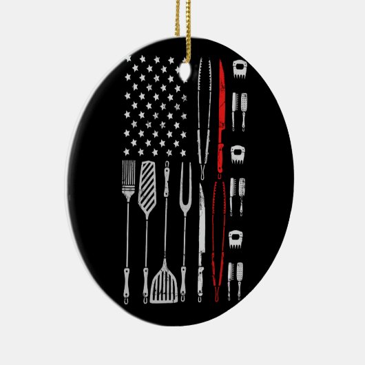 Funny American Flag Grilling Tools BBQ Grill Barbe Keramisch Ornament (Rechts)