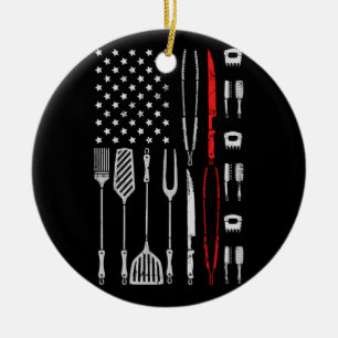 Funny American Flag Grilling Tools BBQ Grill Barbe Keramisch Ornament