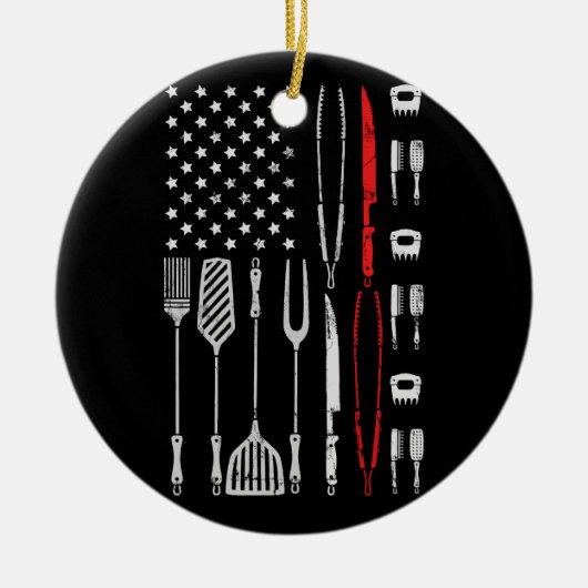 Funny American Flag Grilling Tools BBQ Grill Barbe Keramisch Ornament (Voorkant)