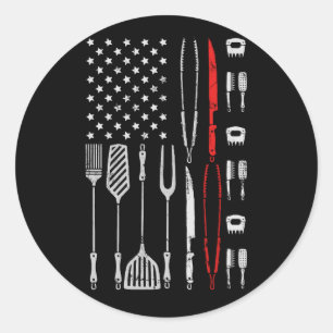 Funny American Flag Grilling Tools BBQ Grill Barbe Ronde Sticker