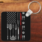 Funny American Flag Grilling Tools BBQ Grill Barbe Sleutelhanger (Achterkant)