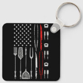 Funny American Flag Grilling Tools BBQ Grill Barbe Sleutelhanger (Achterkant)