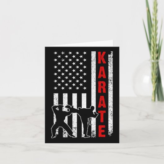Funny American Flag Karate Art for Men Women Karat Kaart (Voorkant)