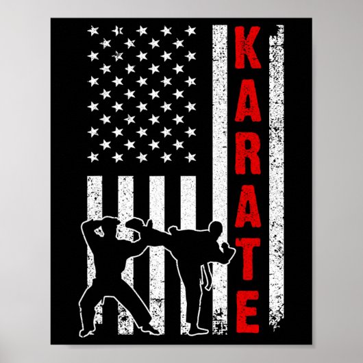 Funny American Flag Karate Art for Men Women Karat Poster (Voorkant)