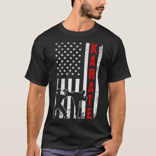 Funny American Flag Karate Art for Men Women Karat T-shirt (Voorkant)