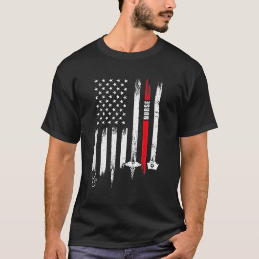 Funny American Flag Nurse Day Gift Idee T-shirt (Voorkant)