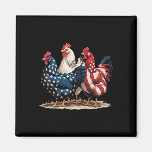 Funny American Flag Rooster Independence Day 4th O Magneet (Voorkant)