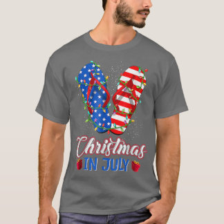 Funny American Flag Teenslippers Xmas Lights T-shirt