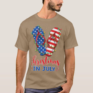 Funny American Flag Teenslippers Xmas Lights T-shirt