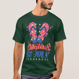 Funny American Flag Teenslippers Xmas Lights T-shirt