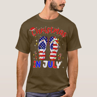 Funny American Flag Teenslippers Xmas Lights T-shirt