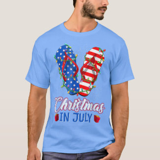 Funny American Flag Teenslippers Xmas Lights T-shirt