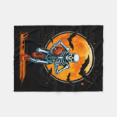 Funny American Football Skeleton Player Halloween  Fleece Deken (Voorkant (Horizontaal))