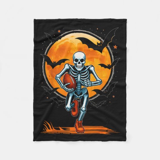 Funny American Football Skeleton Player Halloween  Fleece Deken (Voorkant)