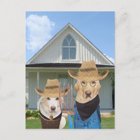 Funny American Gothic Dogs/Labs Briefkaart (Voorkant)