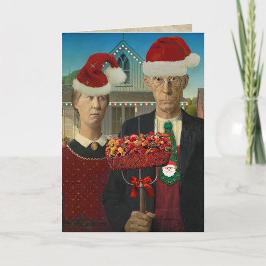 Funny American Gothic Holiday Fruitcake Advice Feestdagen Kaart (Voorkant)