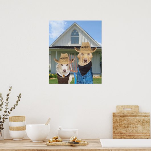 Funny American Gothic Lab Poster (Keuken)