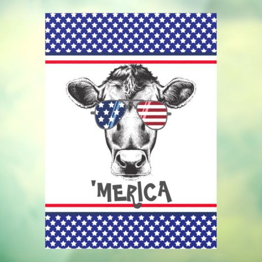 Funny American Hipster Koe Raamsticker (Vel 3)