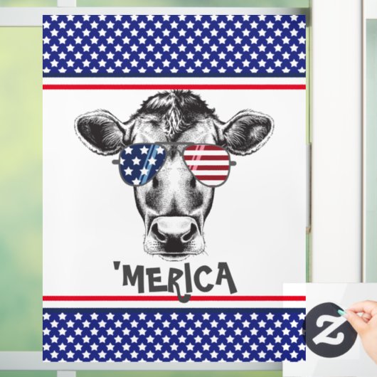 Funny American Hipster Koe Raamsticker (Huis)