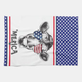 Funny American Hipster Koe Theedoek (Horizontaal)