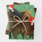 Funny American Horses met kerstkerstkerstkleed Inpakpapier Vel (In situ)