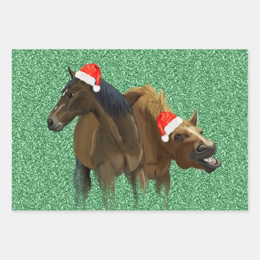 Funny American Horses met kerstkerstkerstkleed Inpakpapier Vel (Voorkant)