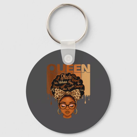 Funny American Melanin History Queen Black African Sleutelhanger (Voorkant)